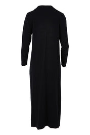 Product shot of The Comfort True Knit Johnny Collar Dress in colour Black (Black), from the back