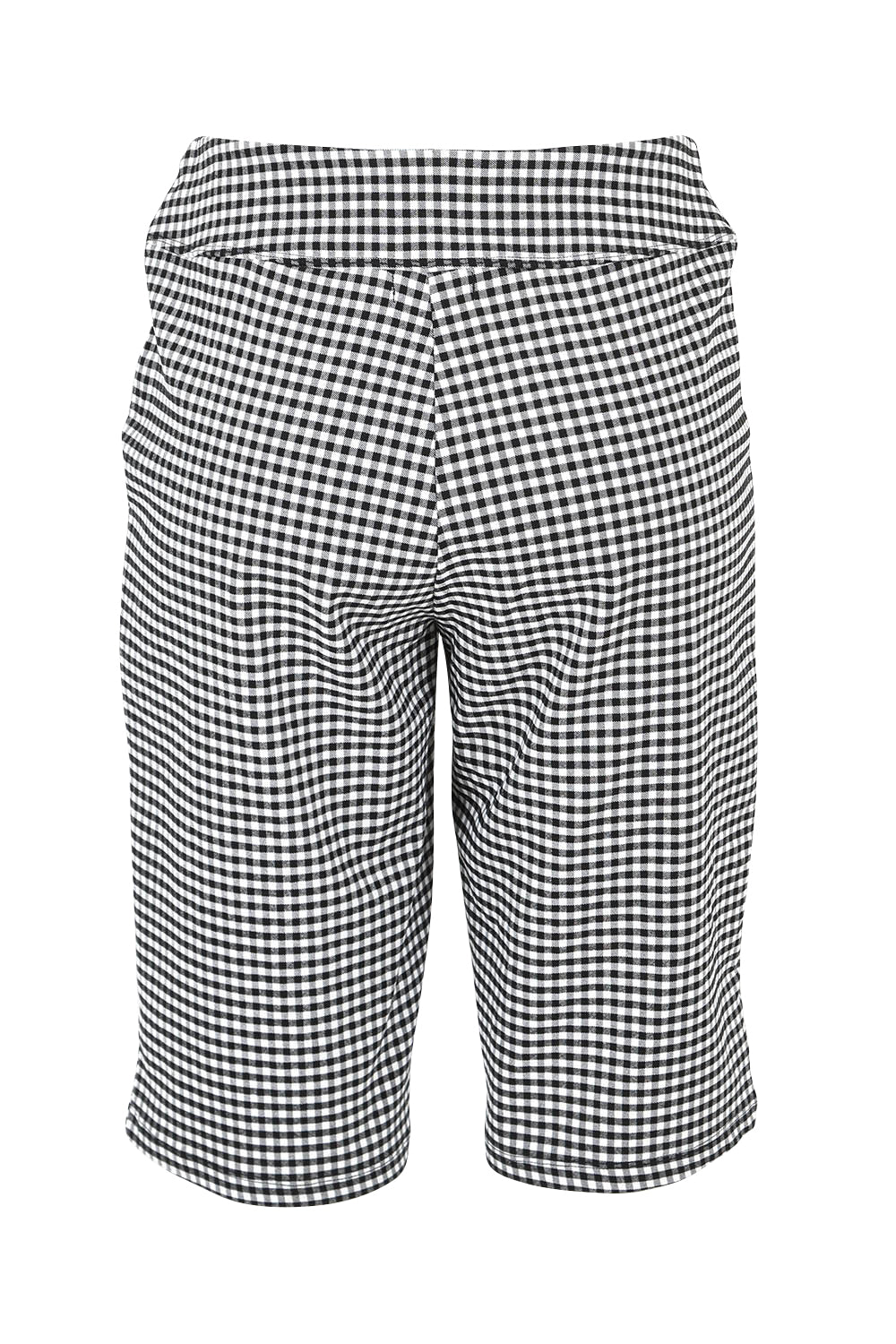 Product shot of The Keepers Check Cotton Short in colour Blackwhite (Black), from the back