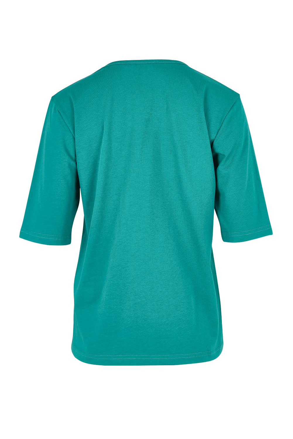 Product shot of The Luxe Pima Cotton Tee in colour Grassgreen (Green), from the back