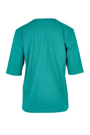 Product shot of The Luxe Pima Cotton Tee in colour Grassgreen (Green), from the back