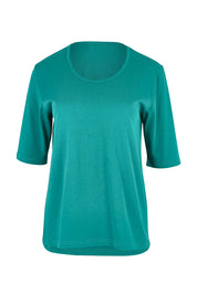 Product shot of The Luxe Pima Cotton Tee in colour Grassgreen (Green), from the front