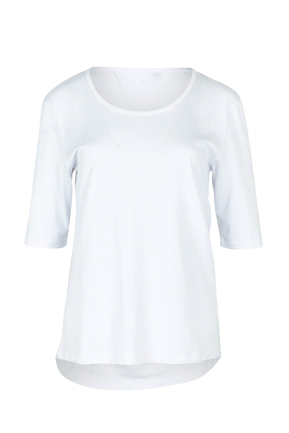 Product shot of The Luxe Pima Cotton Tee in colour White (White), from the front