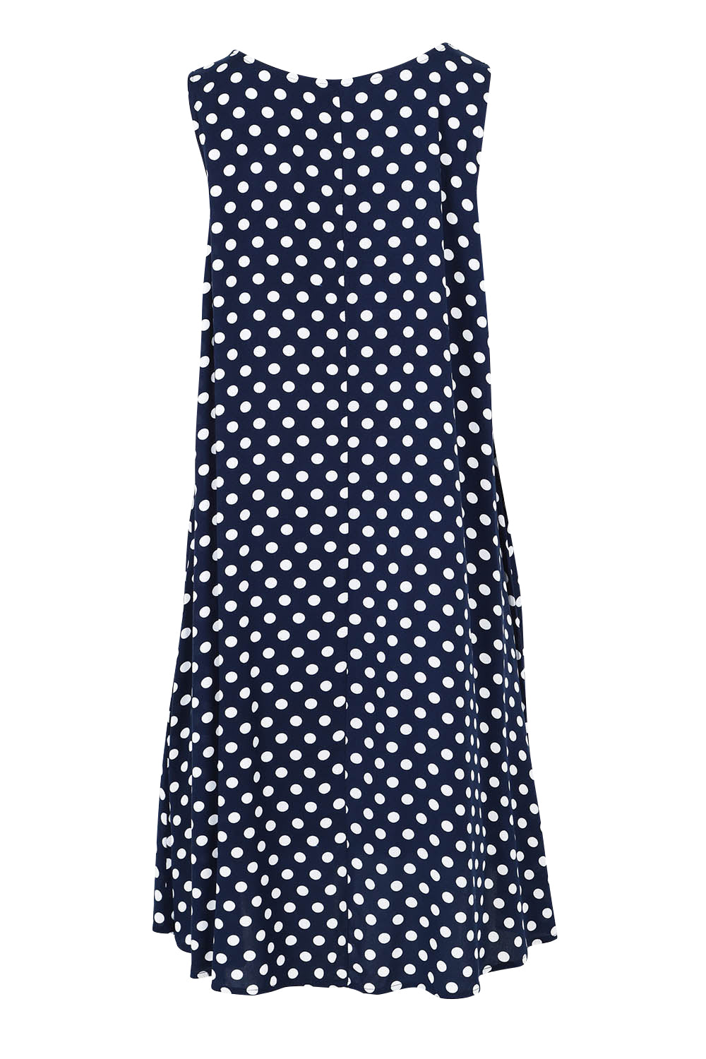 Product shot of The Keepers Lined Swing Dress in colour Navywhite (Blue), from the back
