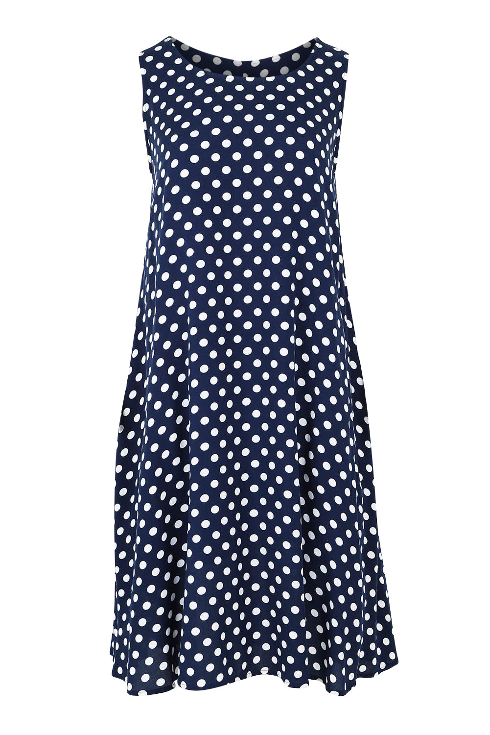Product shot of The Keepers Lined Swing Dress in colour Navywhite (Blue), from the front