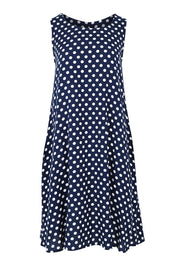 Product shot of The Keepers Lined Swing Dress in colour Navywhite (Blue), from the front