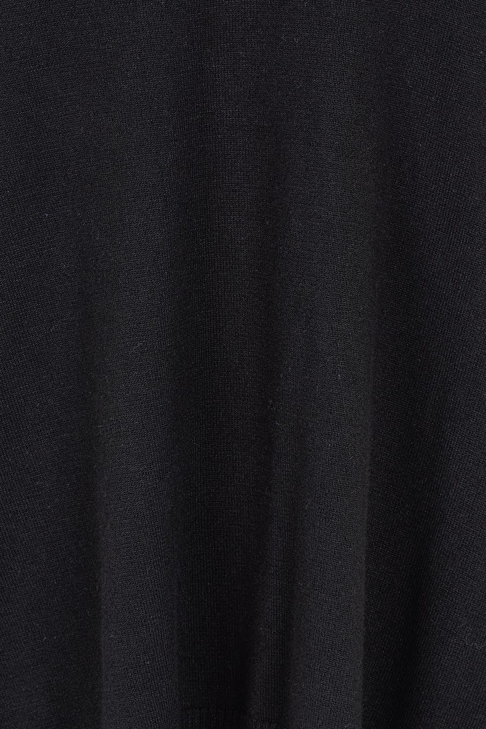 Product shot of The All Season V Neck High Low Tee in colour Black (Black), detail