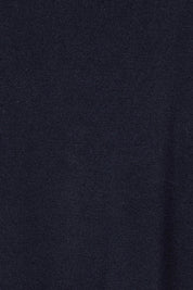 Product shot of The All Season V Neck High Low Tee in colour Darklapis (Blue), detail
