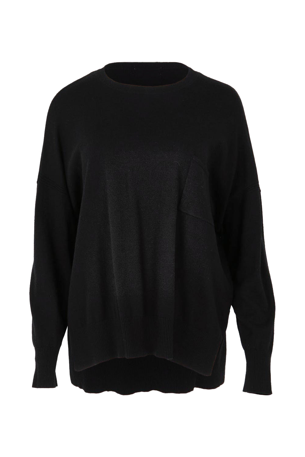 Product shot of The Modal Blend Crew Neck Jumper in colour Black (Black), from the front