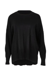 Product shot of The Modal Blend Crew Neck Jumper in colour Black (Black), from the front