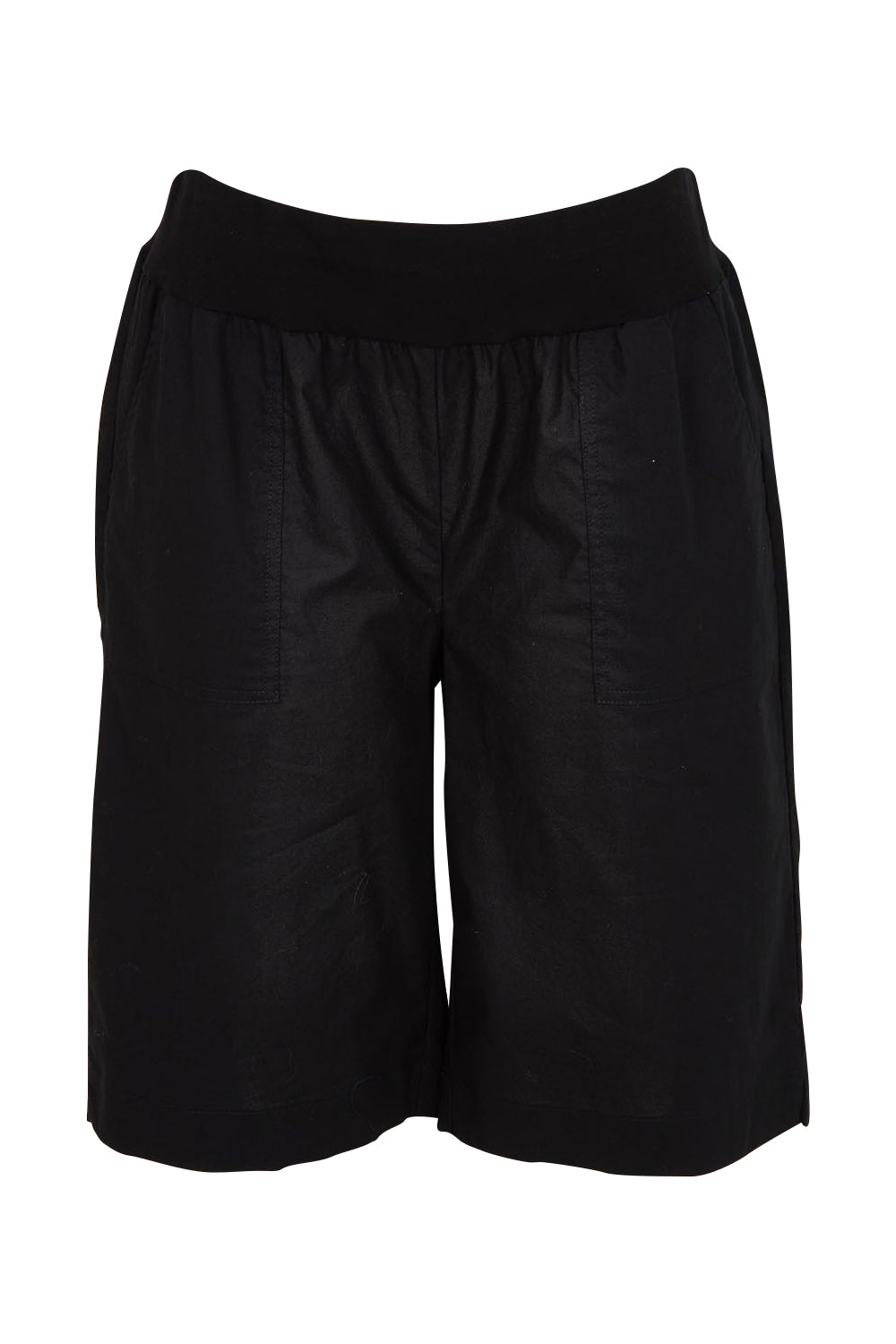 Product shot of The Rib Waistband Short in colour Black (Black), from the front