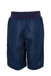 Product shot of The Rib Waistband Short in colour Navy (Blue), from the back