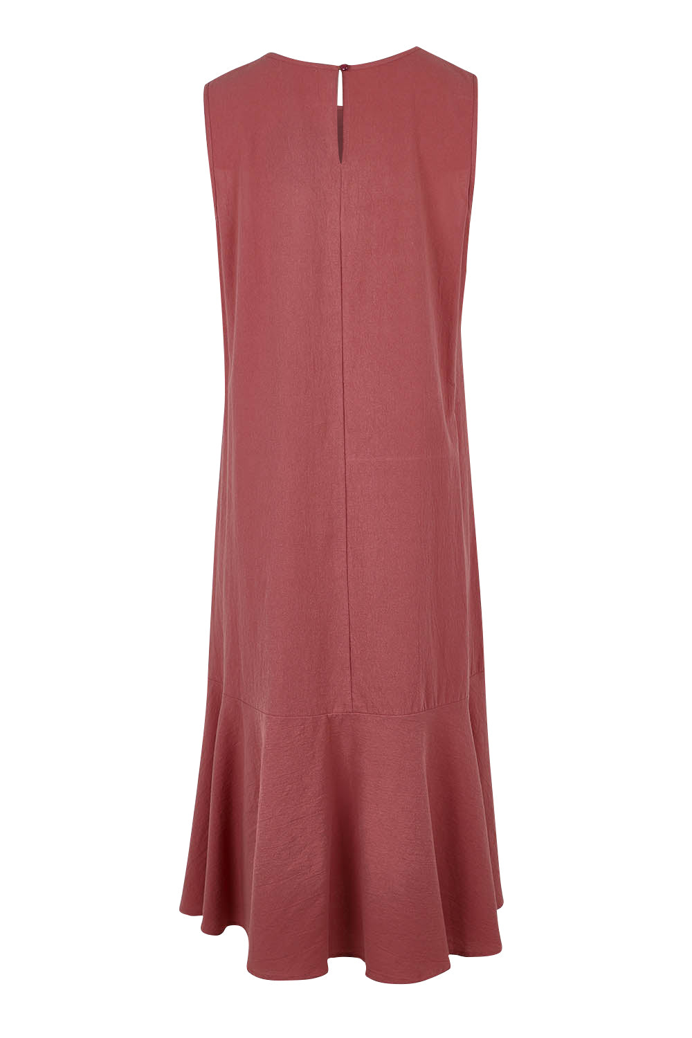 Product shot of The Cotton Flounce Dress in colour Rose (Pink), from the back