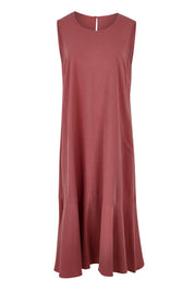 Product shot of The Cotton Flounce Dress in colour Rose (Pink), from the front