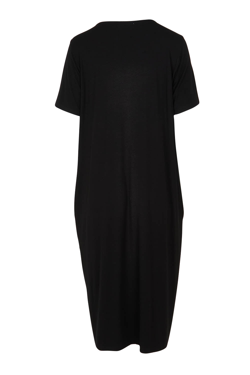 Product shot of The Pack & Go Luxe Bamboo Button Up Dress with Pockets in colour Black (Black), from the back