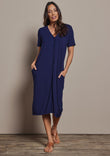 The Pack & Go Luxe Bamboo Button Up Dress with Pockets - Frenchnavy