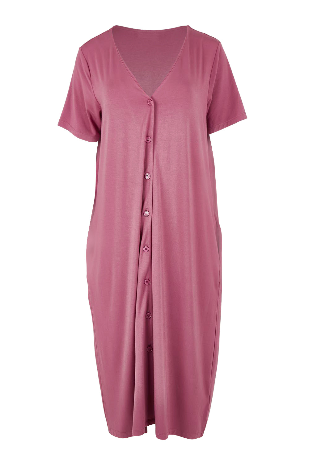 Preloved The Pack & Go Luxe Bamboo Button Up Dress with Pockets - Smokeyrose