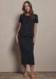 The Pack & Go Luxe Bamboo Pull On Maxi Skirt - Black
