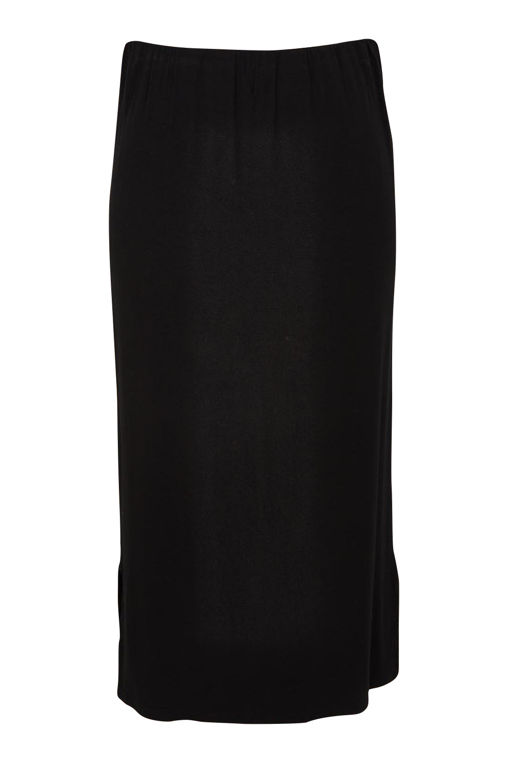 Product shot of The Pack &amp; Go Luxe Bamboo Pull On Maxi Skirt in colour Black (Black), from the front