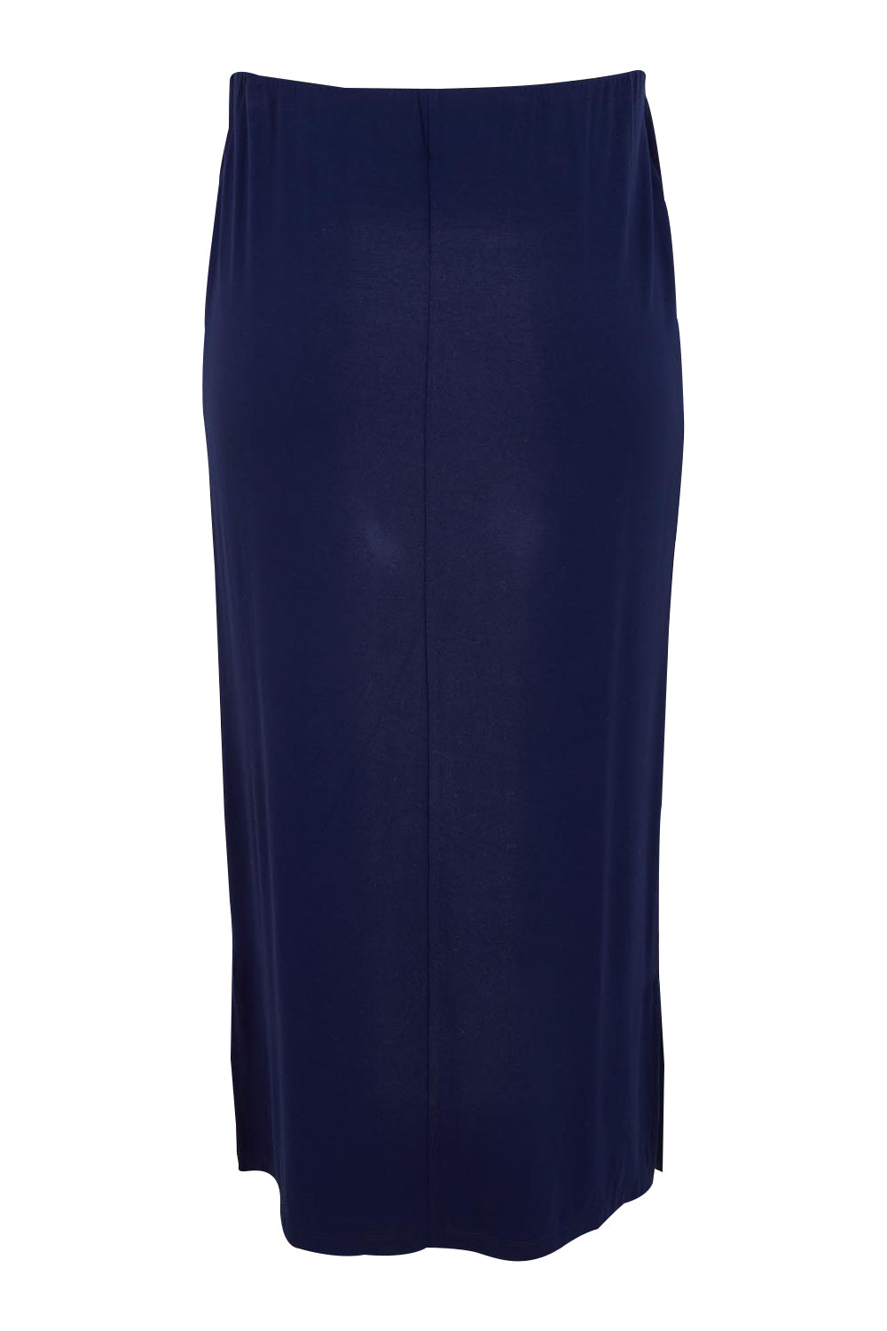 Product shot of The Pack & Go Luxe Bamboo Pull On Maxi Skirt in colour Frenchnavy (Blue), from the back
