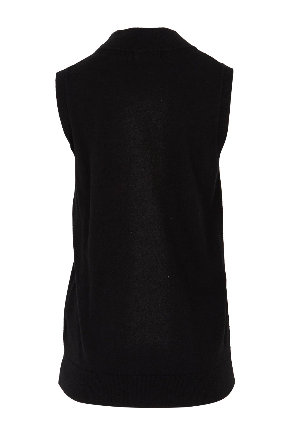 Product shot of The Modal Blend Mockturtle Vest in colour Black (Black), from the back