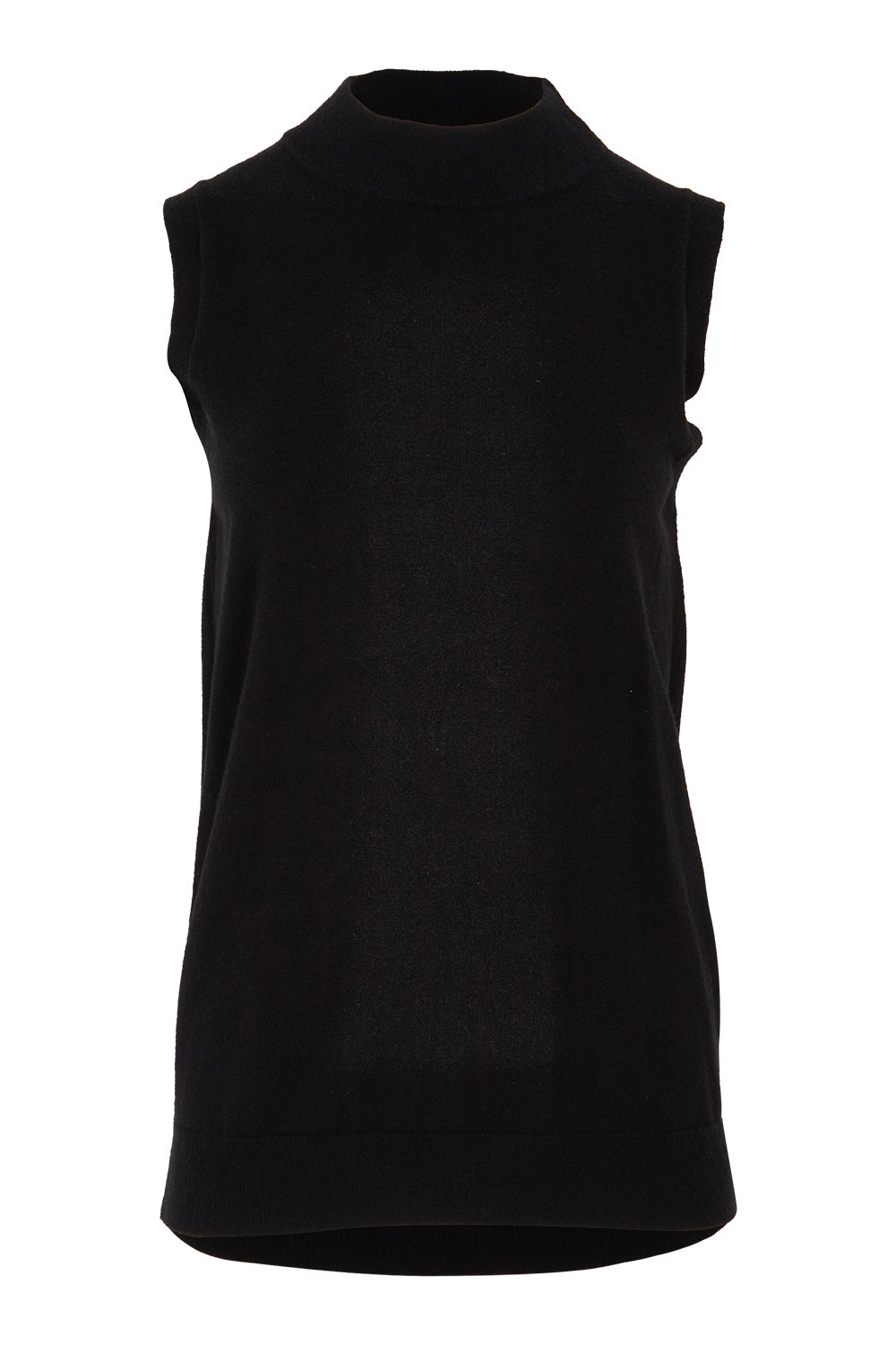 Product shot of The Modal Blend Mockturtle Vest in colour Black (Black), from the front