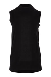 Product shot of The Modal Blend Mockturtle Vest in colour Black (Black), from the front