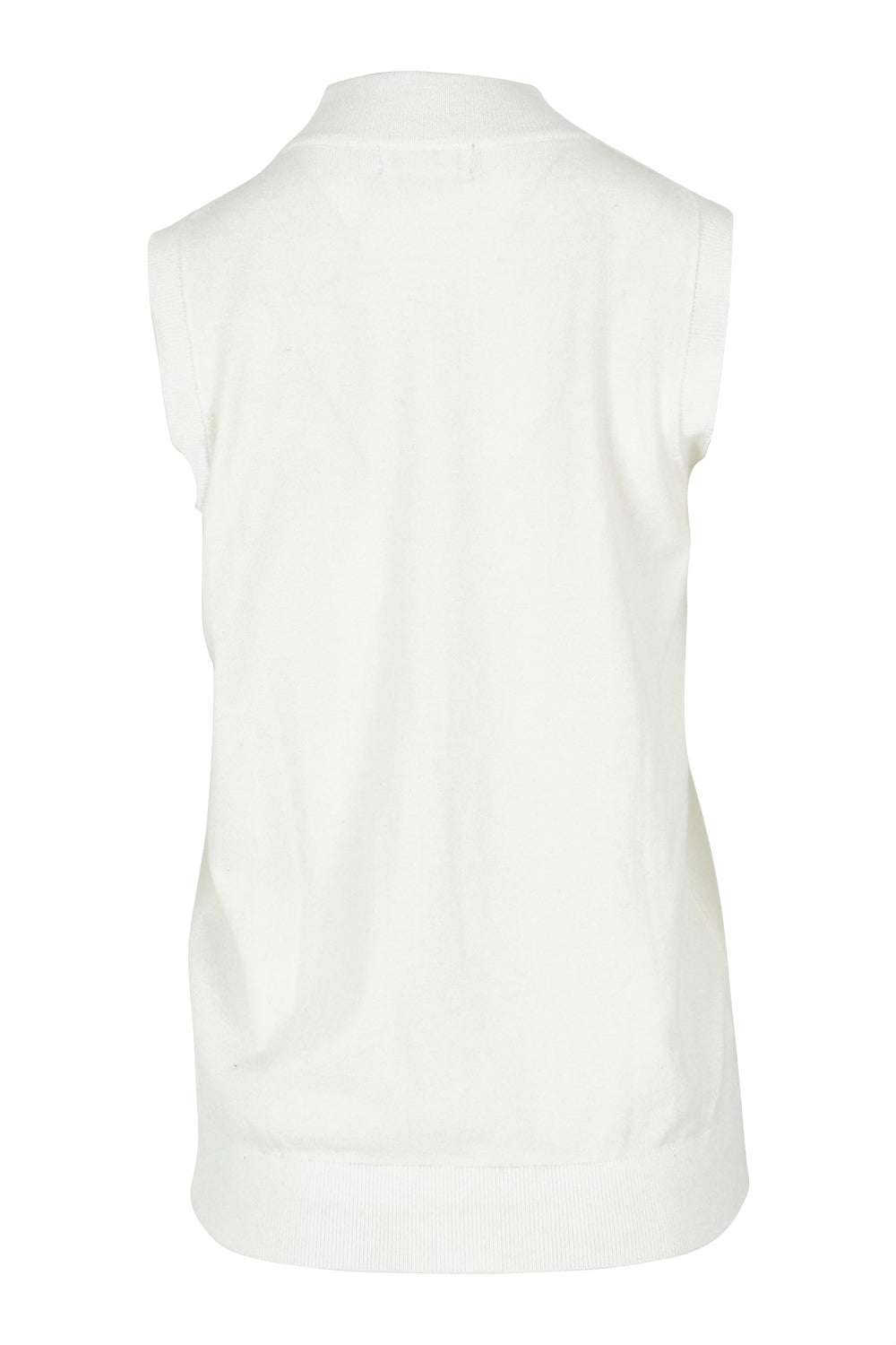 Product shot of The Modal Blend Mockturtle Vest in colour White (White), from the back