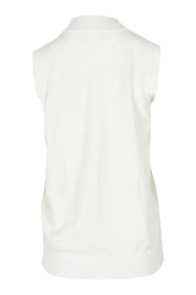 Product shot of The Modal Blend Mockturtle Vest in colour White (White), from the back