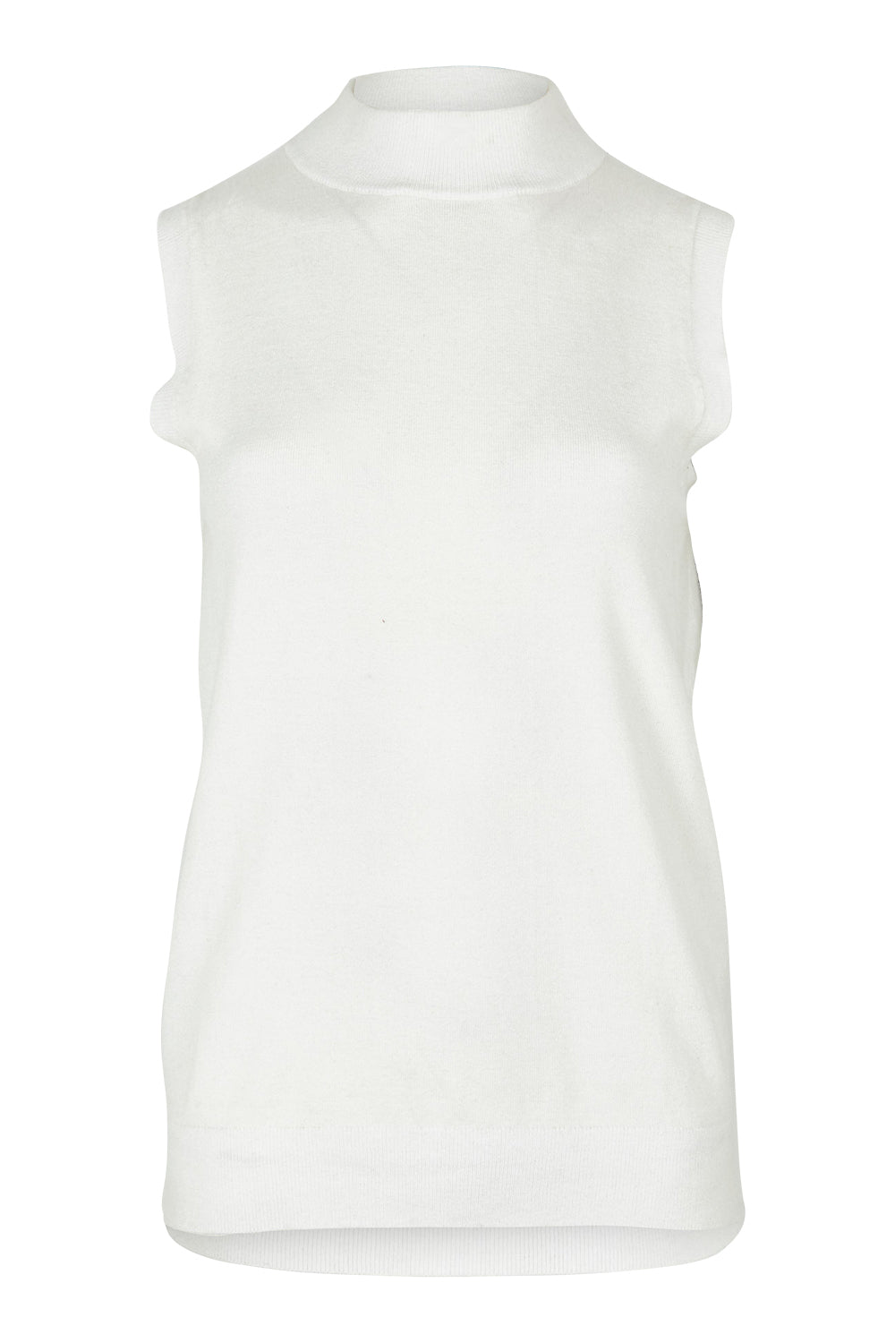 Product shot of The Modal Blend Mockturtle Vest in colour White (White), from the front