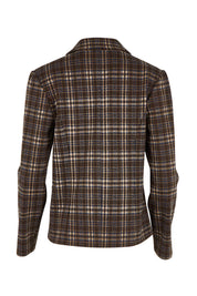 Product shot of The Classic Houndstooth Blazer in colour Brownblue, from the back