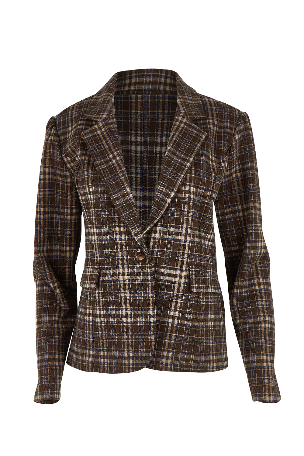 Product shot of The Classic Houndstooth Blazer in colour Brownblue, from the front