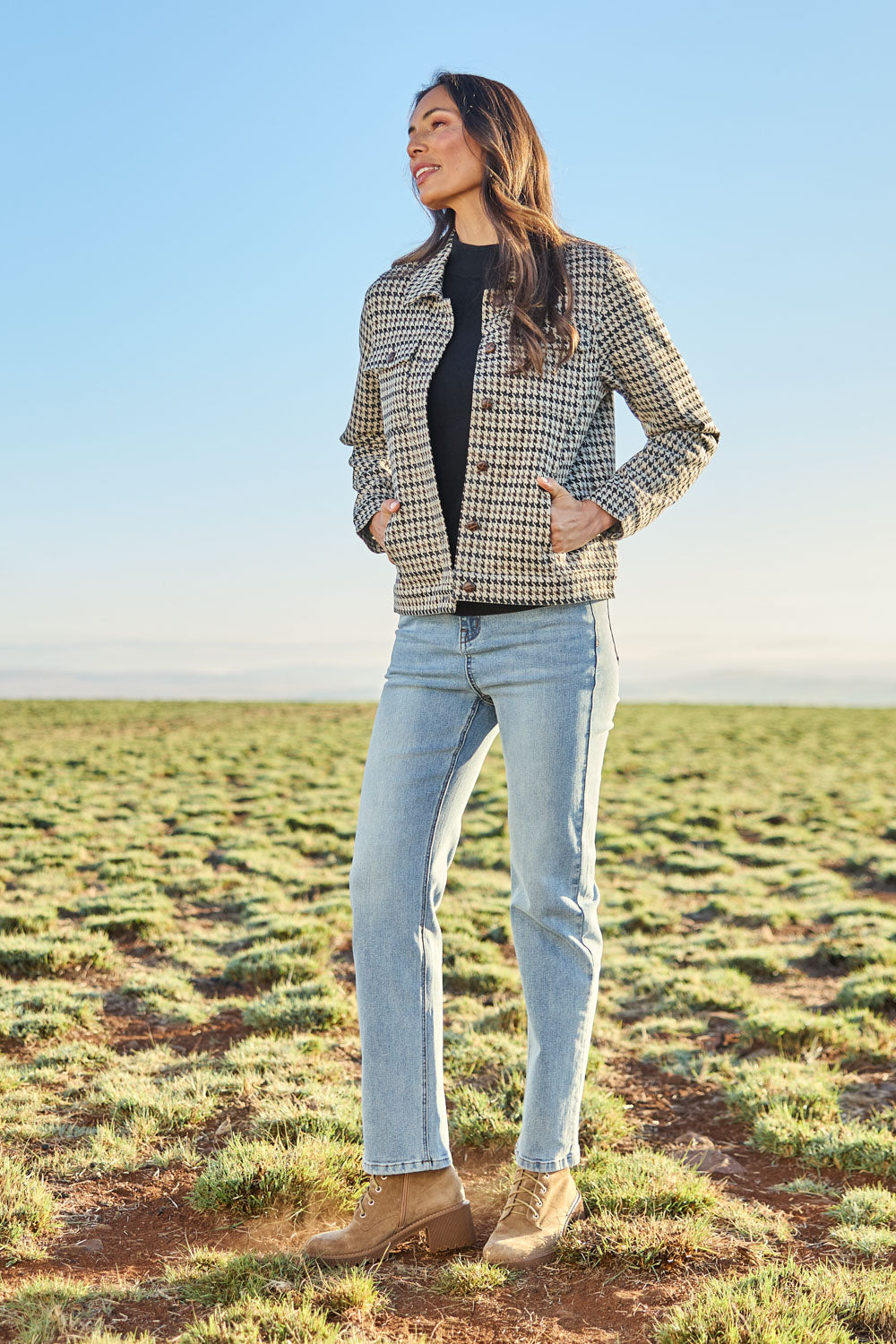 The Heritage Check Jacket – Tanblack