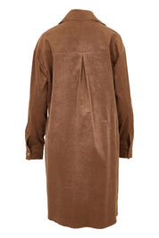 Product shot of The Cord Shacket Dress With Pockets in colour Mushroom, from the back
