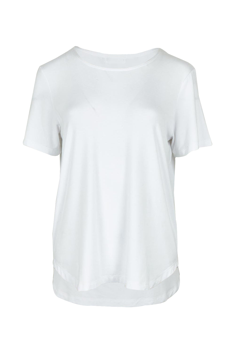 Product shot of The Pack &amp; Go Luxe Bamboo Tee in colour White (White), from the front