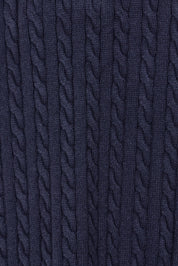 Product shot of The Mock Turtle Cable Maxi Dress in colour Darknavy (Blue), detail