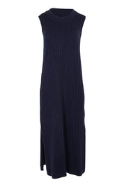 Product shot of The Mock Turtle Cable Maxi Dress in colour Darknavy (Blue), from the front