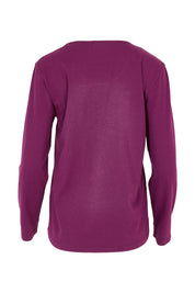 Product shot of The Classic Long Sleeve Tee in colour Plum (Purple), from the back