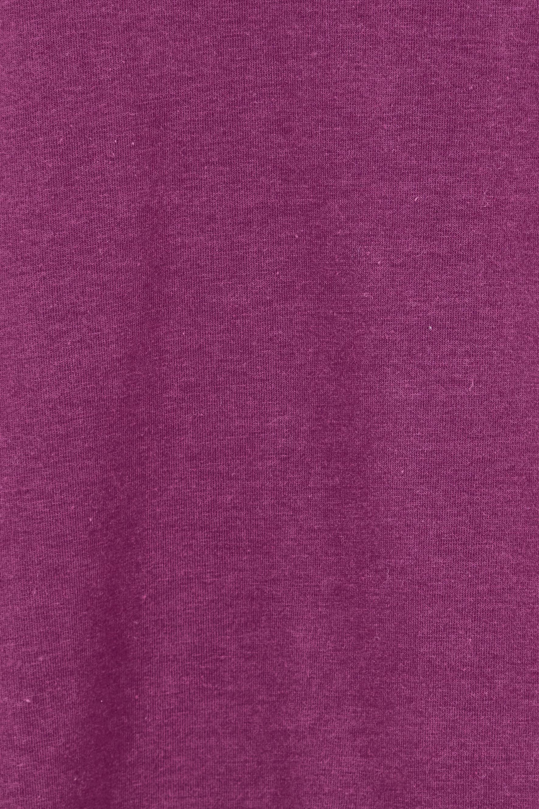 Product shot of The Classic Long Sleeve Tee in colour Plum (Purple), detail