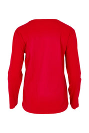 Product shot of The Classic Long Sleeve Tee in colour Red (Red), from the back