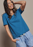 The Classic Cotton Blend Short Sleeve Tee - Petrol