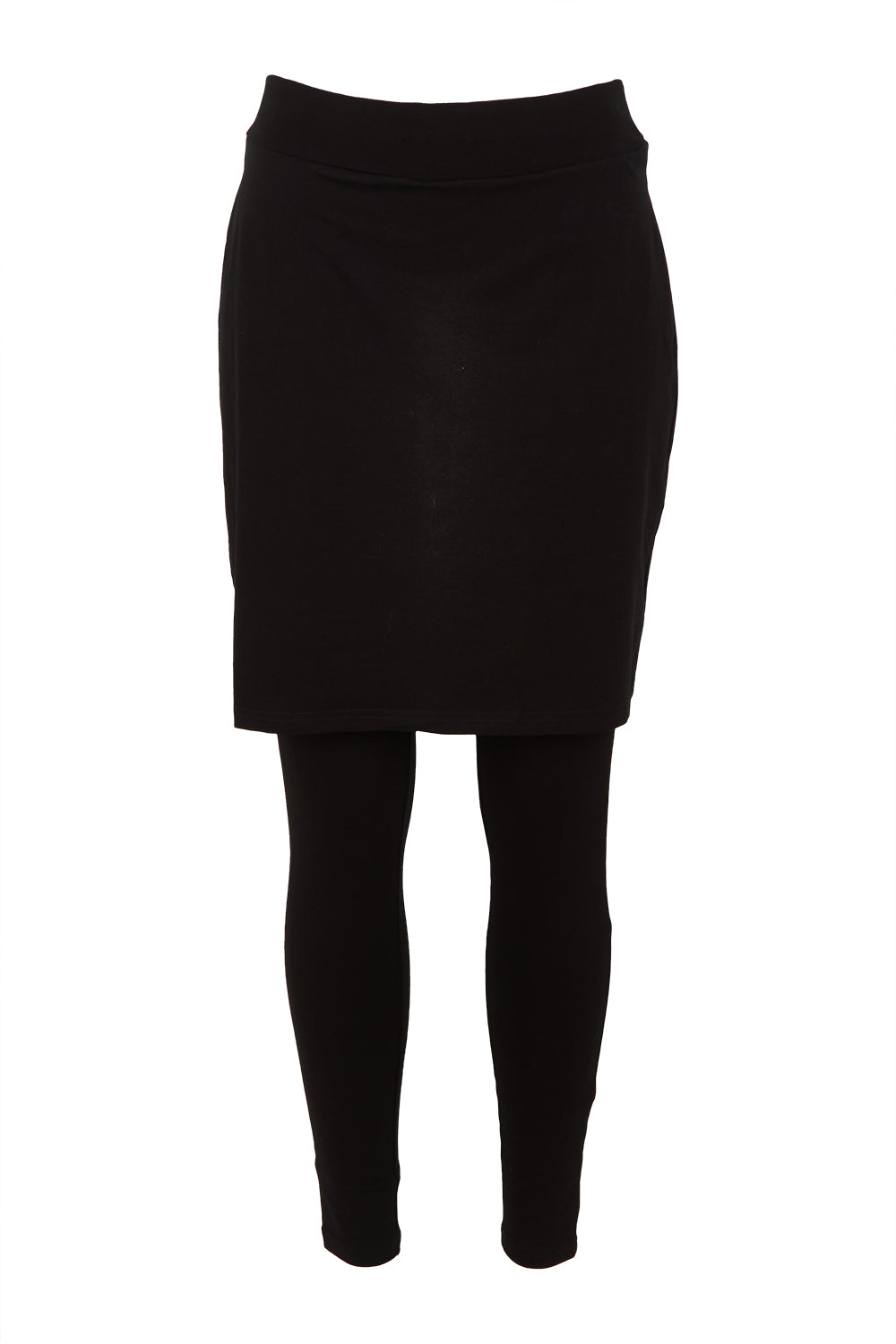Product shot of The Keepers Skirted Legging in colour Black (Black), from the front