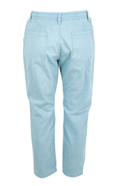 Product shot of the The Pull On Cotton Pant With Drawstring – Aloe in colour Aloe, from the back
