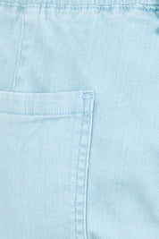 Product shot of the The Pull On Cotton Pant With Drawstring – Aloe in colour Aloe, showing detail