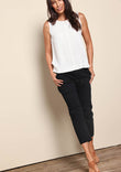 The Pull On Cotton Pant With Drawstring – Black