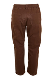 Product shot of the The Pull On Cotton Pant With Drawstring – Chocolate in colour Chocolate, from the back
