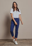 The Pull On Cotton Pant With Drawstring - Indigo