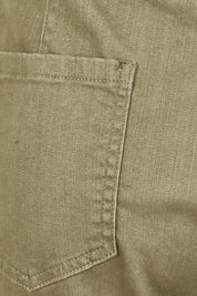 Product shot of the The Pull On Cotton Pant With Drawstring – Olive in colour Olive, showing detail