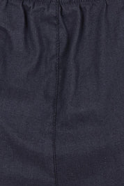 Product shot of The Pull On Elastic Waist Cotton Blend Capri Pant in colour Navy (Blue), detail