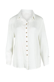 Product shot of The Must Have Linen Look Shirt in colour White (White), from the front