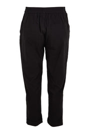 Product shot of the The Elastic Waist Pull On Patch Pocket Pant – Black in colour Black, from the back